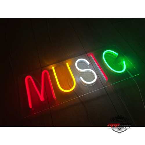 MUSIC Yazılı Dekoratif Neon Led Tablo, Neon Duvar Tabela